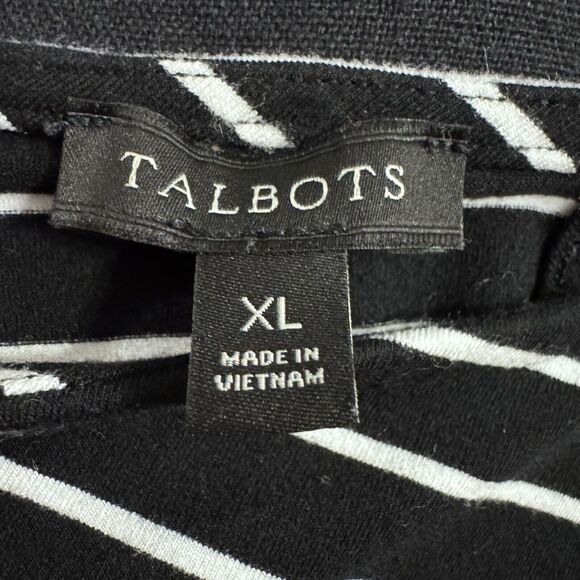 Talbots Blouse XL Womens Top Bandage Style Black White Geometric Office Casual - Picture 6 of 7